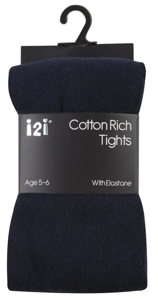 Kids * 3 Pairs Girls Cotton Rich Tights - Navy