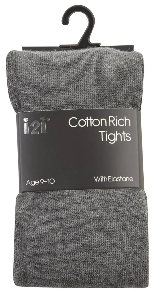 Kids * 3 Pairs Girls Cotton Rich Tights - Grey