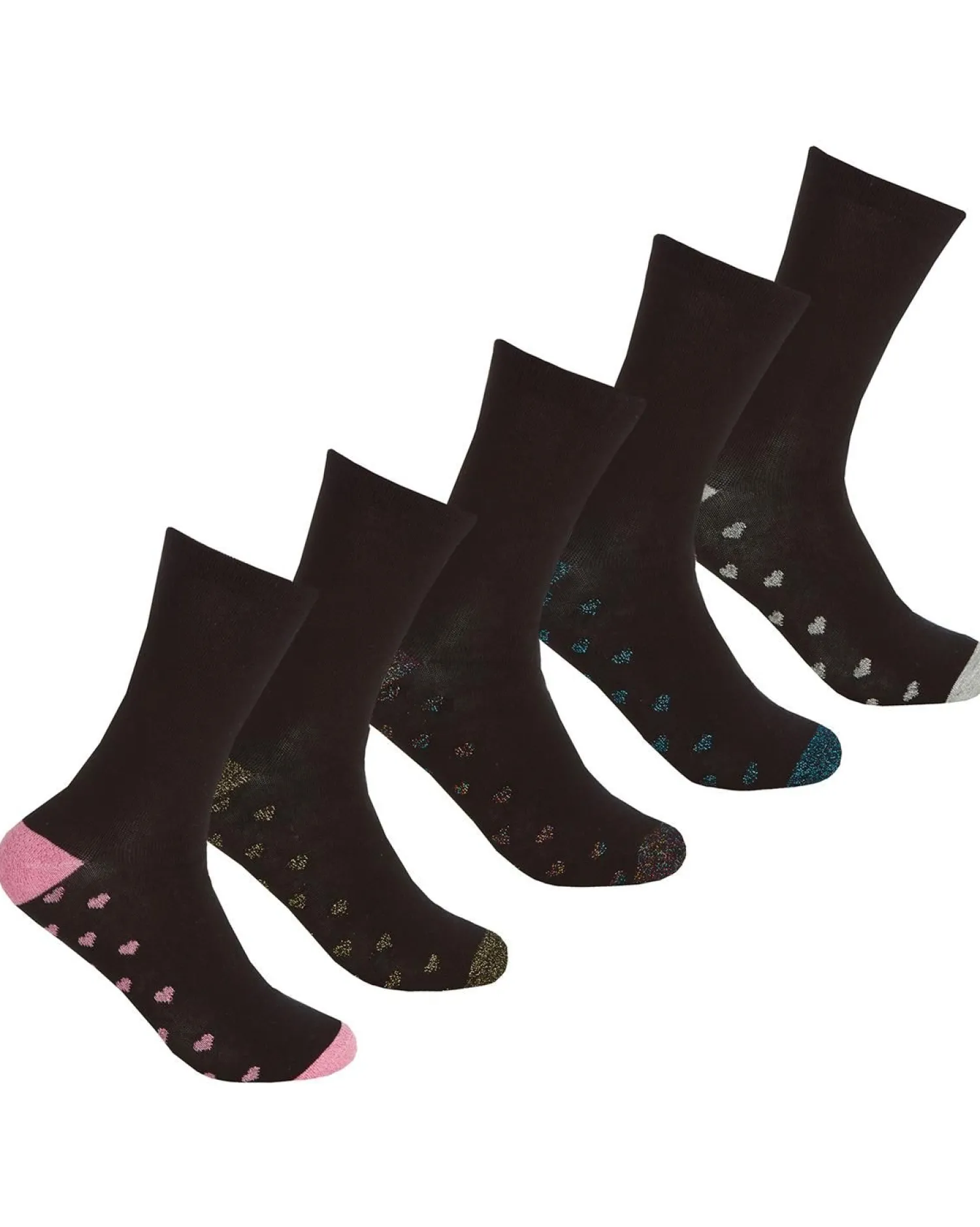 pairs_girls_glitter_hear_1.webp Kids * 5 Pairs Girls Glitter Heart Cotton Rich Socks