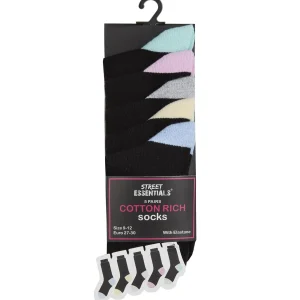Kids Street Essentials 5 Pairs Girls Marl Heel & Toe Socks - Pastel Mix