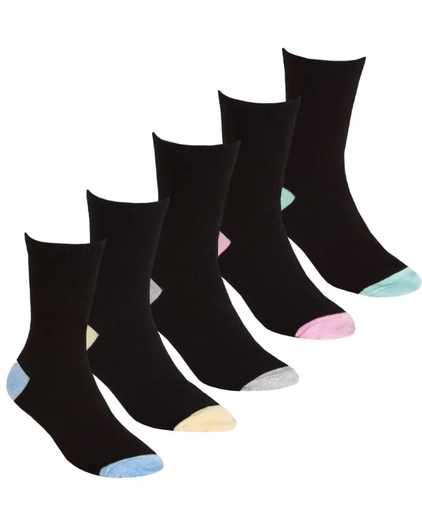 Kids Street Essentials 5 Pairs Girls Marl Heel & Toe Socks - Pastel Mix
