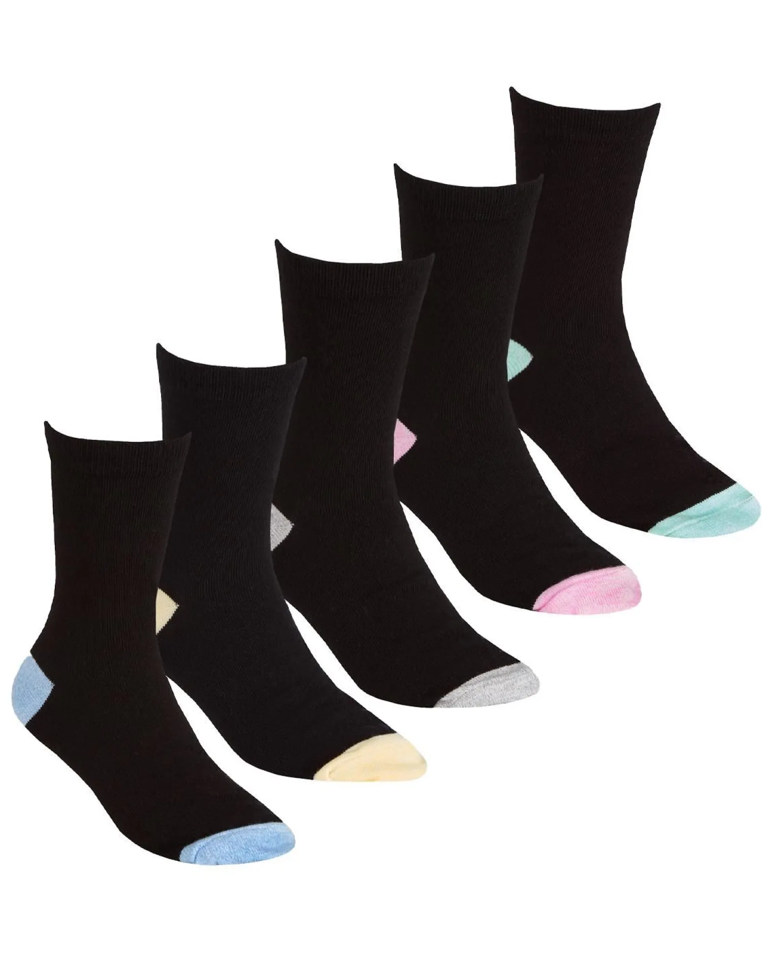 pairs_girls_marl_heel__t_1.webp Kids Street Essentials 5 Pairs Girls Marl Heel & Toe Socks - Pastel Mix