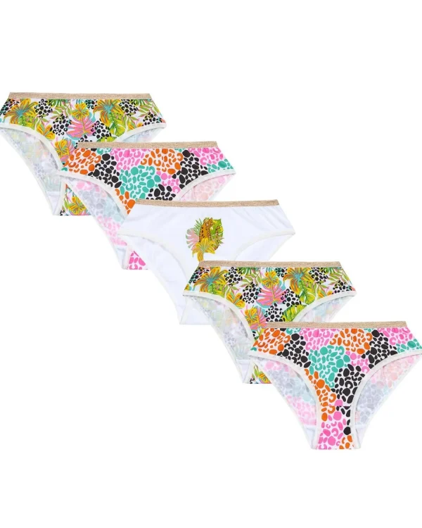 Kids 4Kidz 5 Pairs Girls Tropical Leopard Cotton Knickers