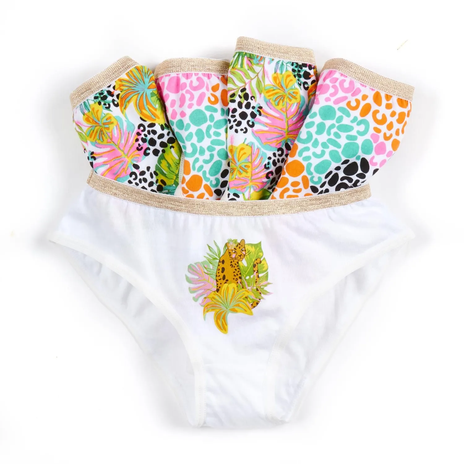 pairs_girls_tropical_leo_1.webp Kids 4Kidz 5 Pairs Girls Tropical Leopard Cotton Knickers
