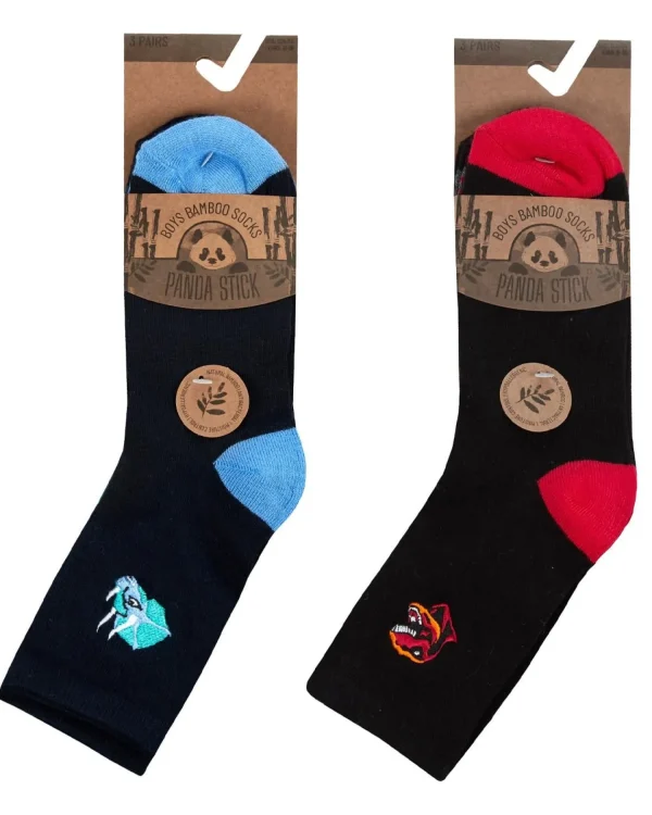 Kids PandaStick 6 Pairs Kids Bamboo Dinosaur Socks