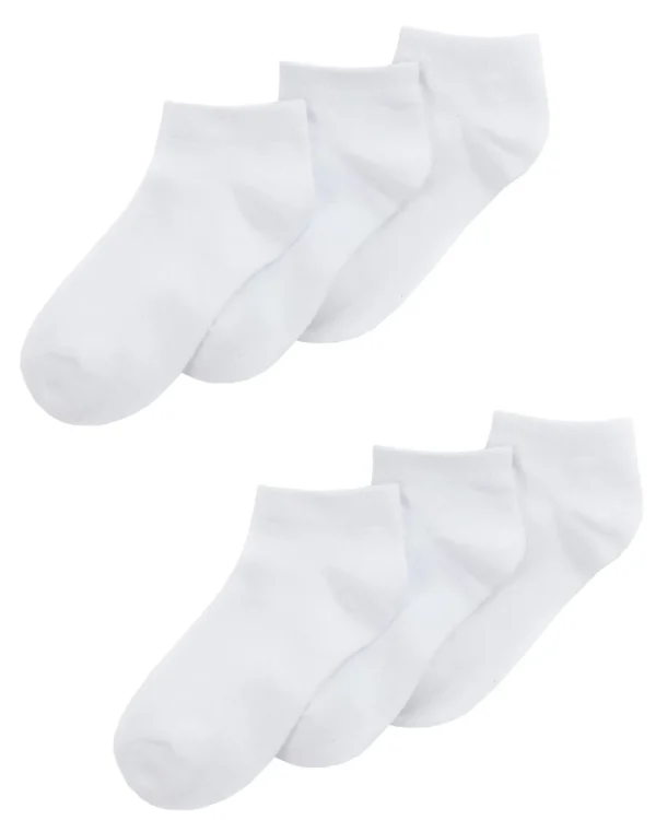 Kids PandaStick 6 Pairs Kids Bamboo Trainer Socks - White