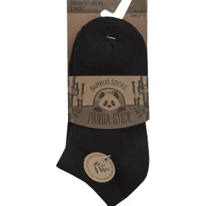 Kids PandaStick 6 Pairs Kids Bamboo Trainer Socks - Black