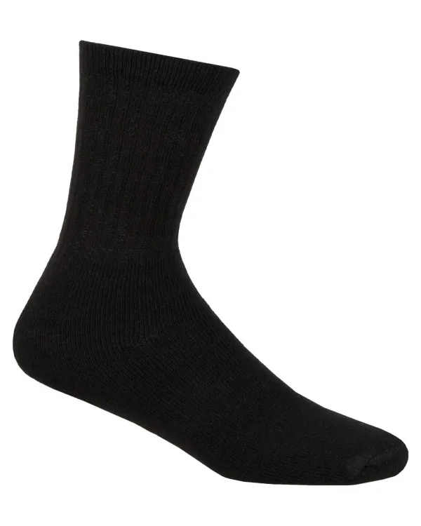 Kids Pro-Tonic 6 Pairs Kids Cotton Rich Crew Sport Socks - Black