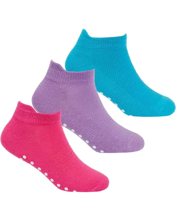 Kids RedTag 6 Pairs Kids Grip Sole Trainer Socks - Black/Pink
