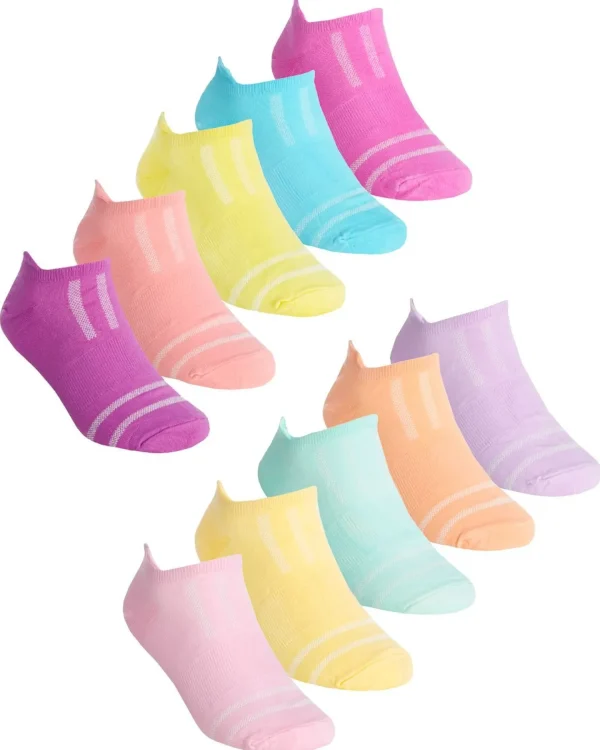 Kids RedTag 10 Pairs Kids Microfibre Trainer Socks - Rainbow Mix