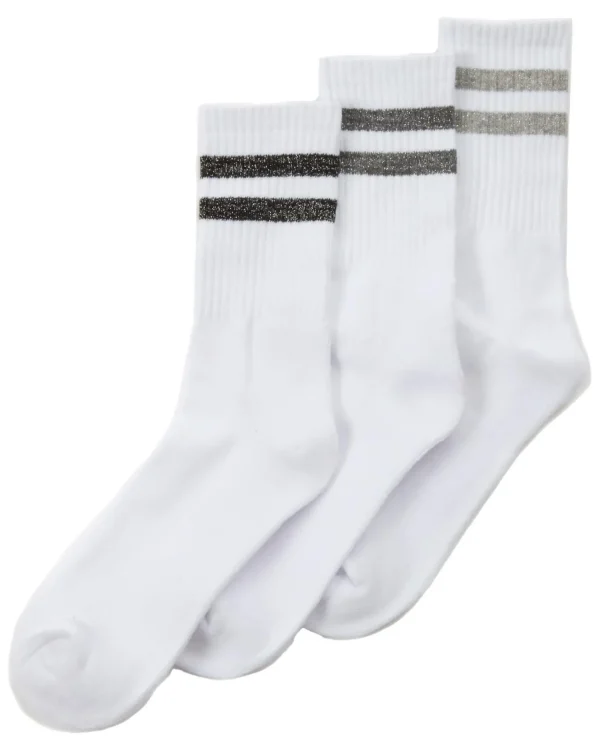 Kids Street Essentials 6 Pairs Kids Ribbed Glitter Stripe Sport Socks