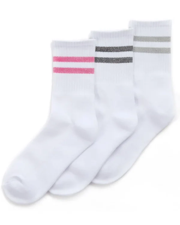 Kids Street Essentials 6 Pairs Kids Ribbed Glitter Stripe Sport Socks