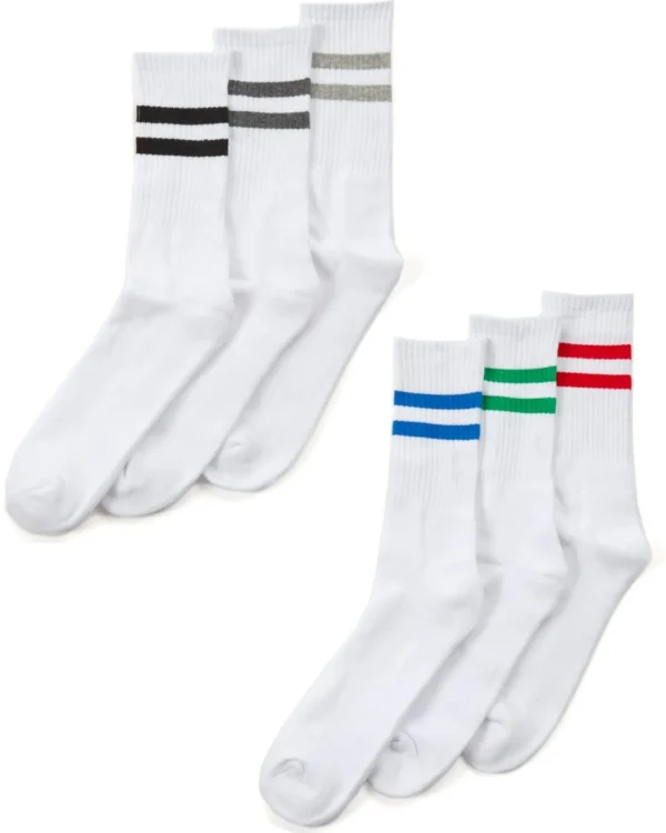 Kids Street Essentials 6 Pairs Kids Ribbed Stripe Sport Socks