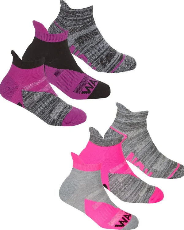 Kids RedTag 6 Pairs Kids Sport Trainer Socks - Pink/Purple