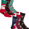 Men * 6 Pairs Mens Cotton Rich Festive Christmas Socks