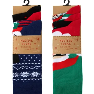 Men * 6 Pairs Mens Cotton Rich Festive Christmas Socks