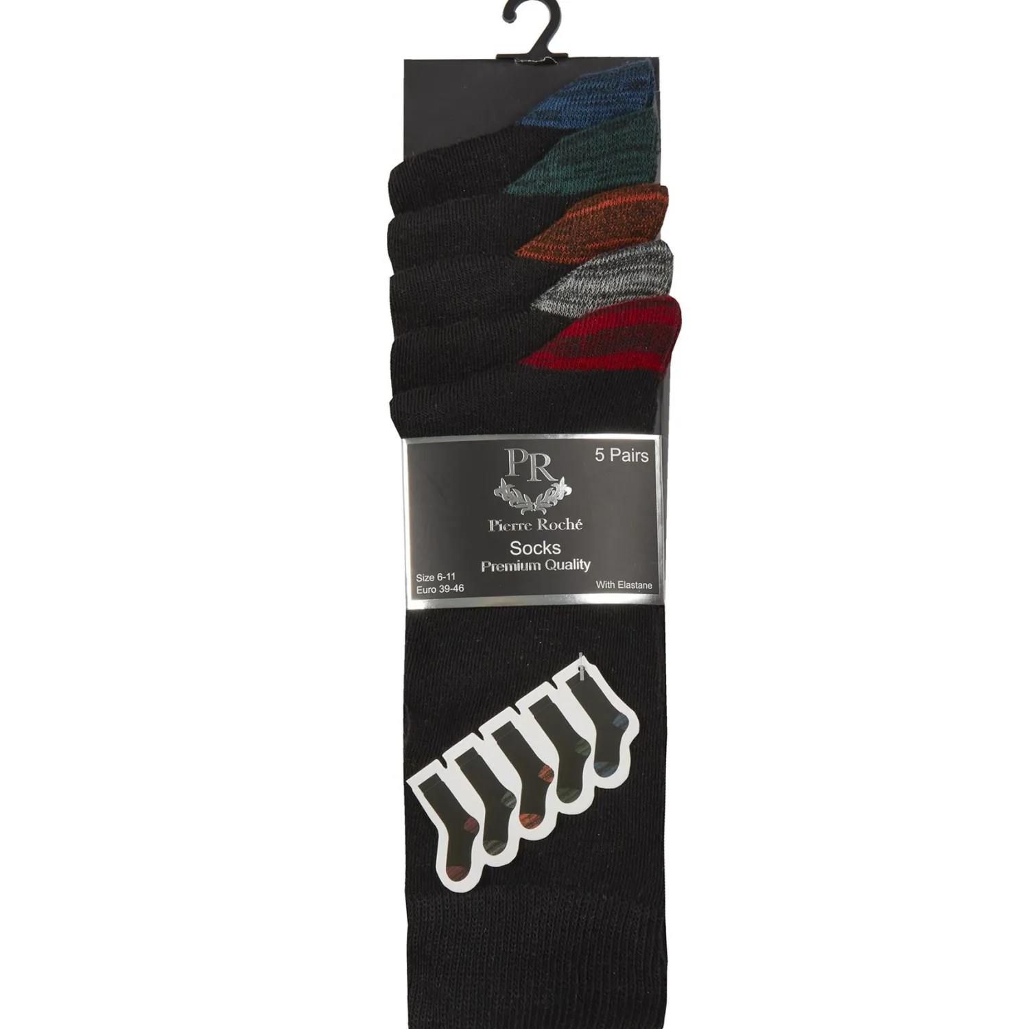 pairs_mens_marl_heel__to_0-1.webp Men Pierre Roche 5 Pairs Mens Marl Heel & Toe Socks - Dark Mix