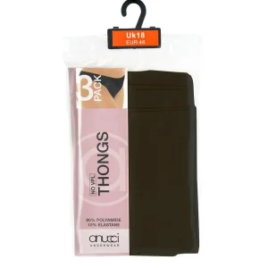 Anucci Knickers | 3 Pairs Seamless No Vpl Thongs - Black