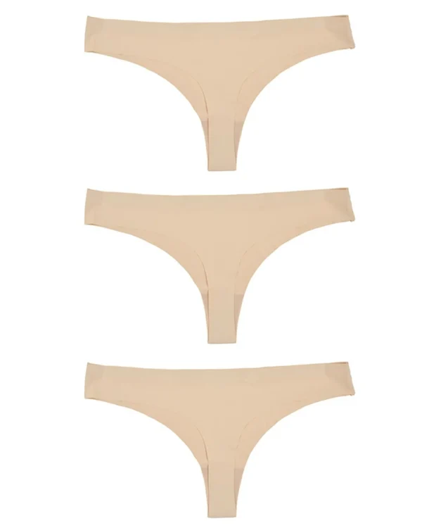 Anucci Knickers | 3 Pairs Seamless No Vpl Thongs - Nude
