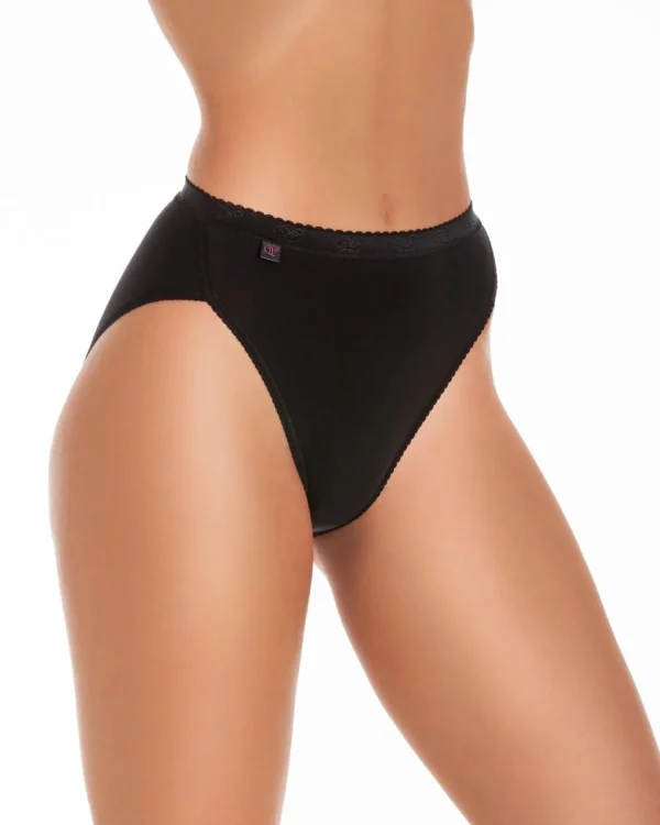 Wysteria Lane Knickers | 3 Pairs High Leg Classic Brief - Black
