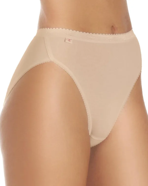 Wysteria Lane Knickers | 3 Pairs High Leg Classic Brief - Beige
