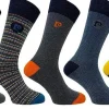 Men Pierre Cardin Mens 5 Pack Dress Socks - Navy Geo Mix
