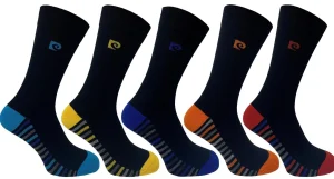 Men Pierre Cardin Mens 5 Pack Dress Socks - Black Stripe