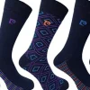 Men Pierre Cardin Mens 5 Pack Dress Socks - Navy Geo Print