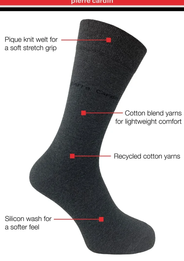 Men Pierre Cardin Mens 3 Pack Dress Socks - Grey