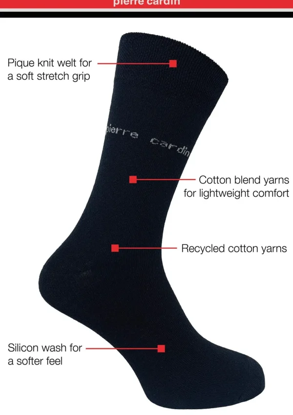 Men Pierre Cardin Mens 3 Pack Dress Socks - Black