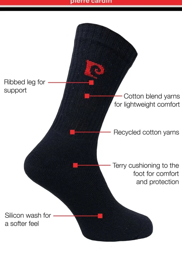 Men Pierre Cardin Mens 4 Pack Active Socks - Black
