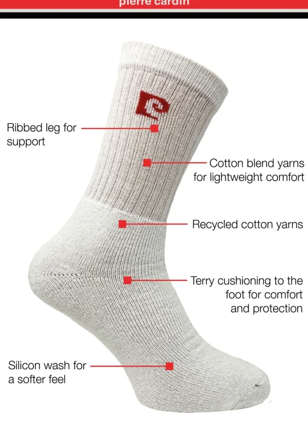 Men Pierre Cardin Mens 4 Pack Active Socks - White