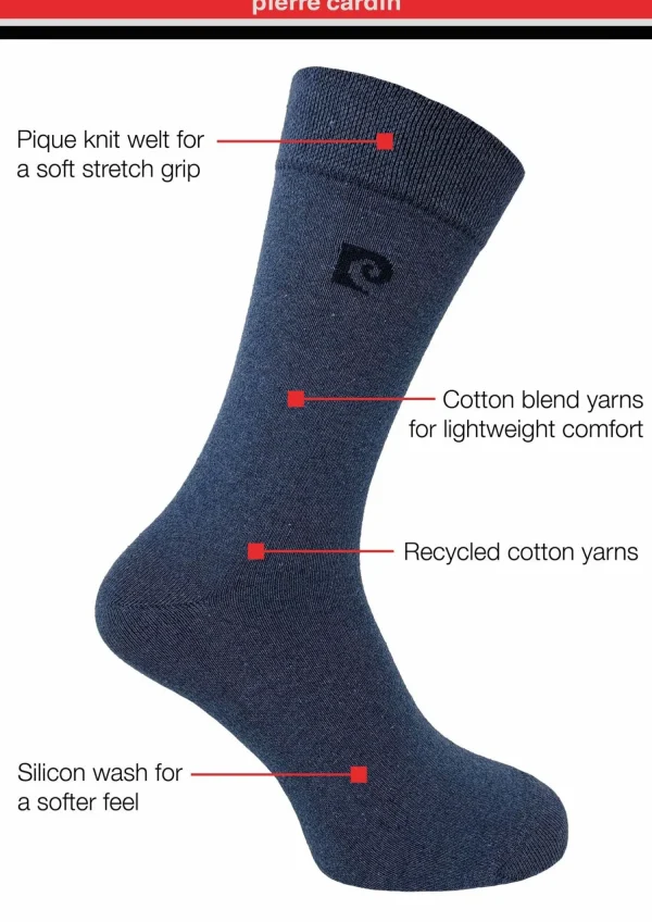 Men Pierre Cardin Mens 7 Pack Dress Socks - Blue
