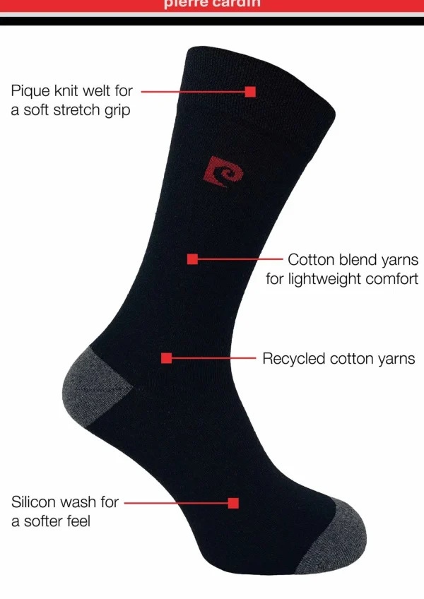 Men Pierre Cardin Mens 7 Pack Dress Socks - Greys