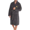 Men Pierre Roche Chevron Fleece Dressing Gown - Grey