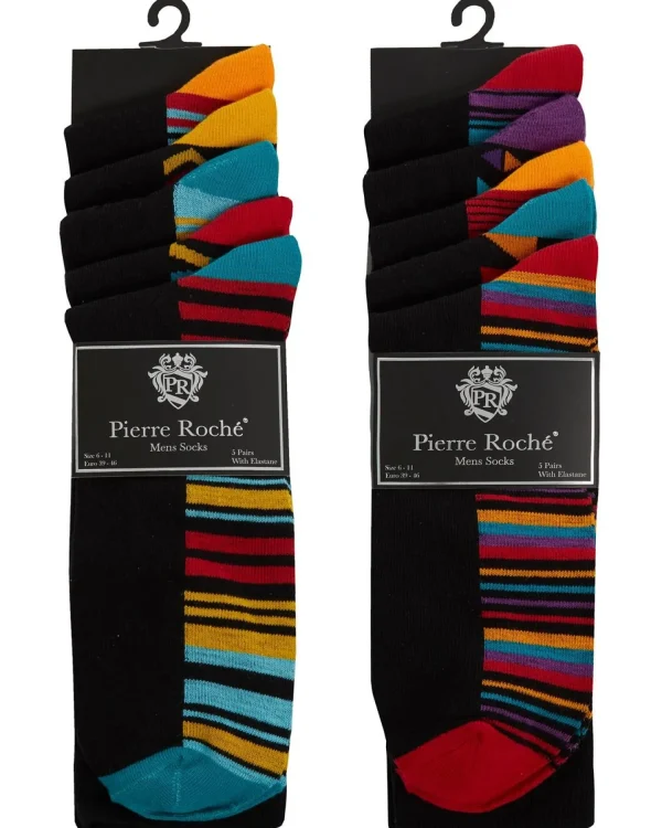 Men Pierre Roche Mens 10 Pack Patterned Footbed Socks