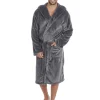 Men Pierre Roche Polished Fleece Dressing Gown - Grey