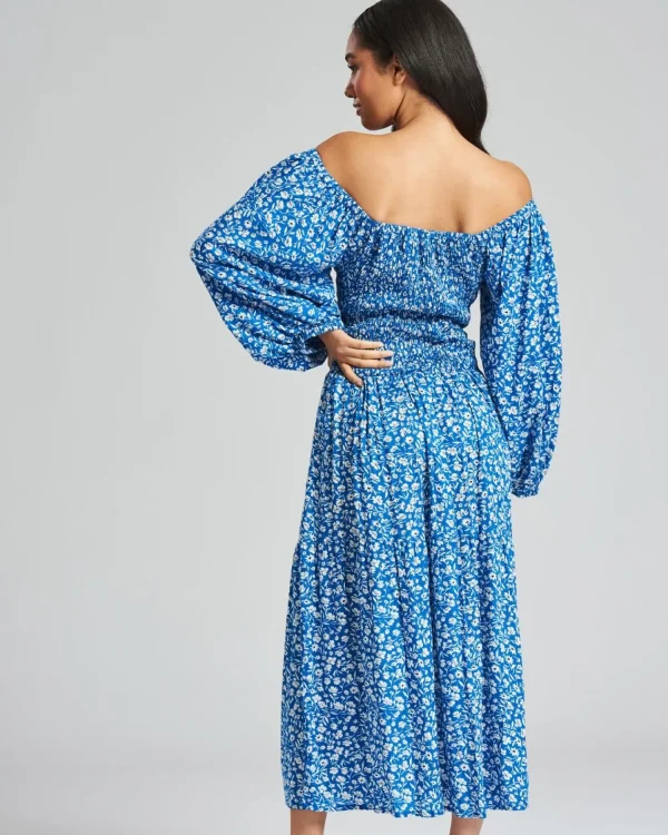 Pistachio Dresses | Blue Ditsy Floral Summer Midi Dress