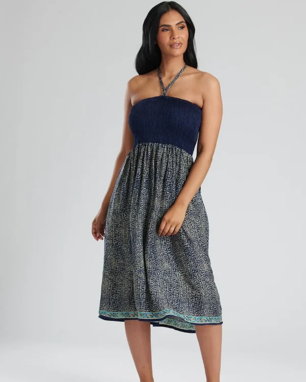 Pistachio Dresses | Navy Print 3 Way Bandeau Dress
