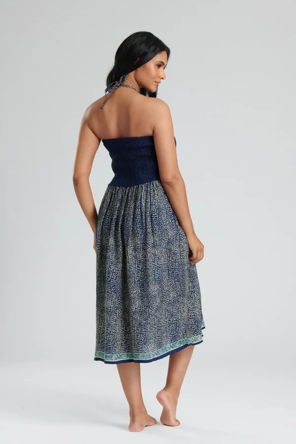 Pistachio Dresses | Navy Print 3 Way Bandeau Dress