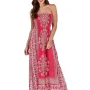 Pistachio Dresses | Pink Border Print Maxi Dress