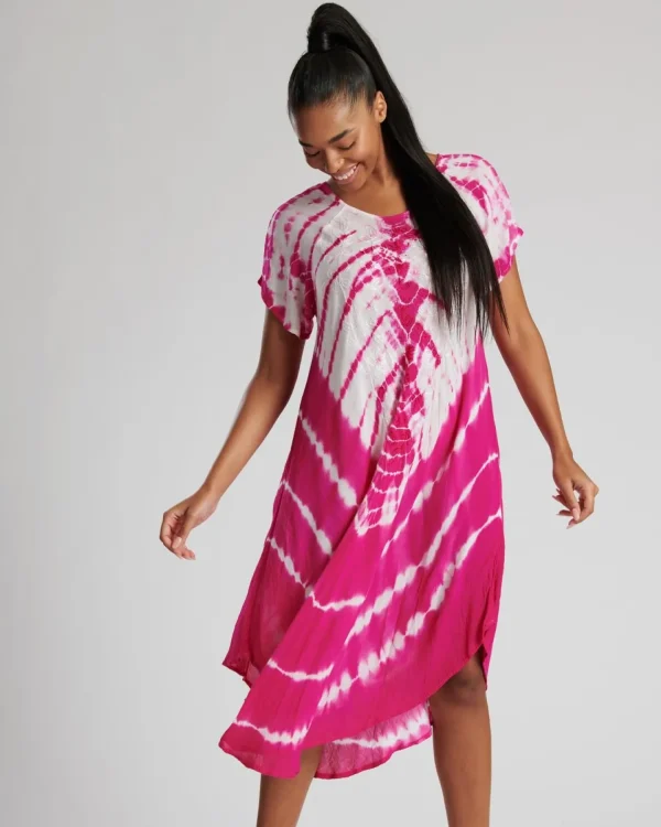 Pistachio Dresses | Short Sleeve Tie Dye Dress - Pink