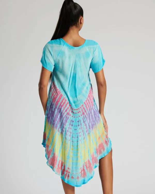 Pistachio Dresses | Short Sleeve Tie Dye Dress - Turquoise Mix