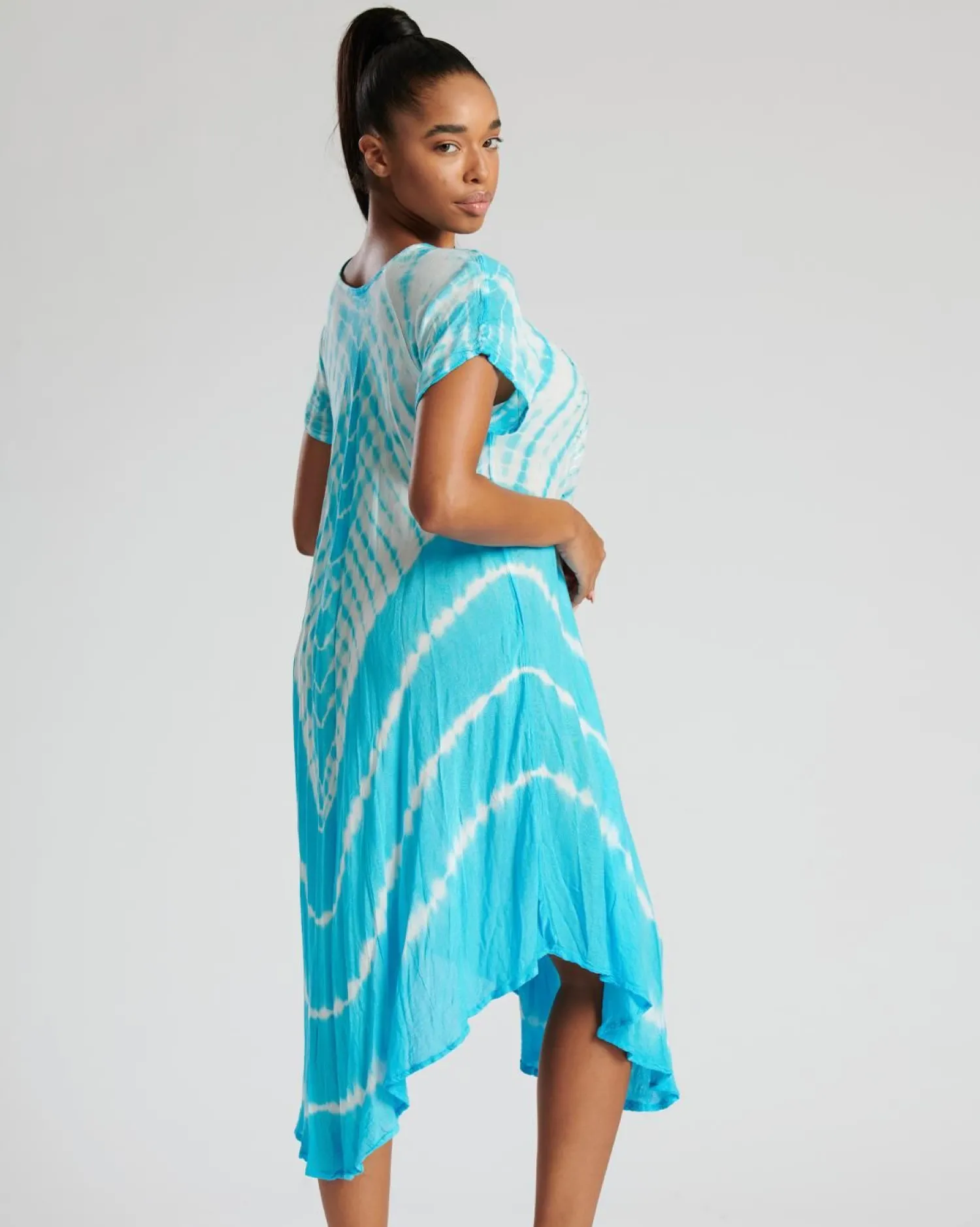 pistachio_short_sleeve_ti_1-3.webp Pistachio Dresses | Short Sleeve Tie Dye Dress - Turquoise