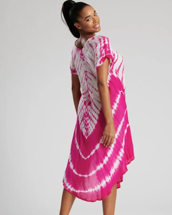 Pistachio Dresses | Short Sleeve Tie Dye Dress - Pink