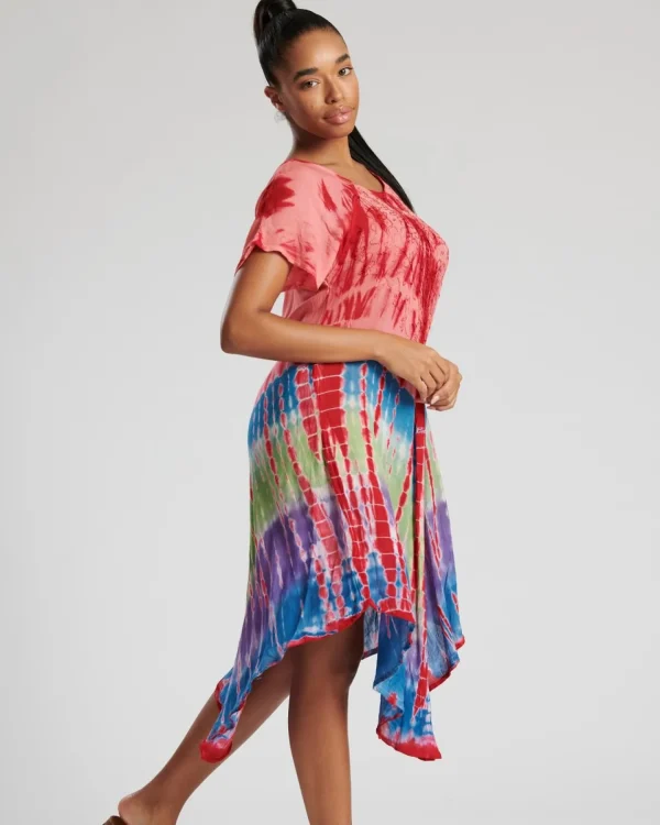 Pistachio Dresses | Short Sleeve Tie Dye Dress - Red Mix
