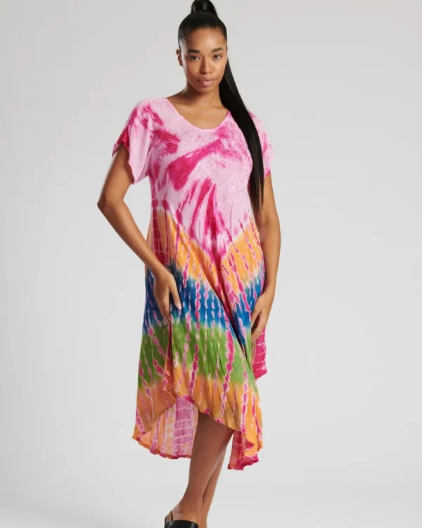 Pistachio Dresses | Short Sleeve Tie Dye Dress - Pink Mix