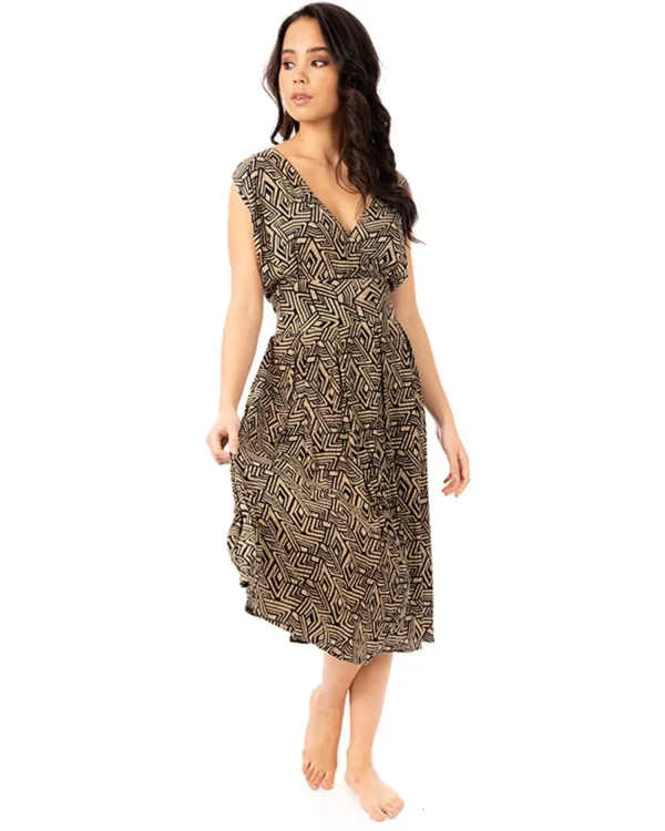 Pistachio Dresses | Wide Cross Over Tribal Print Dress