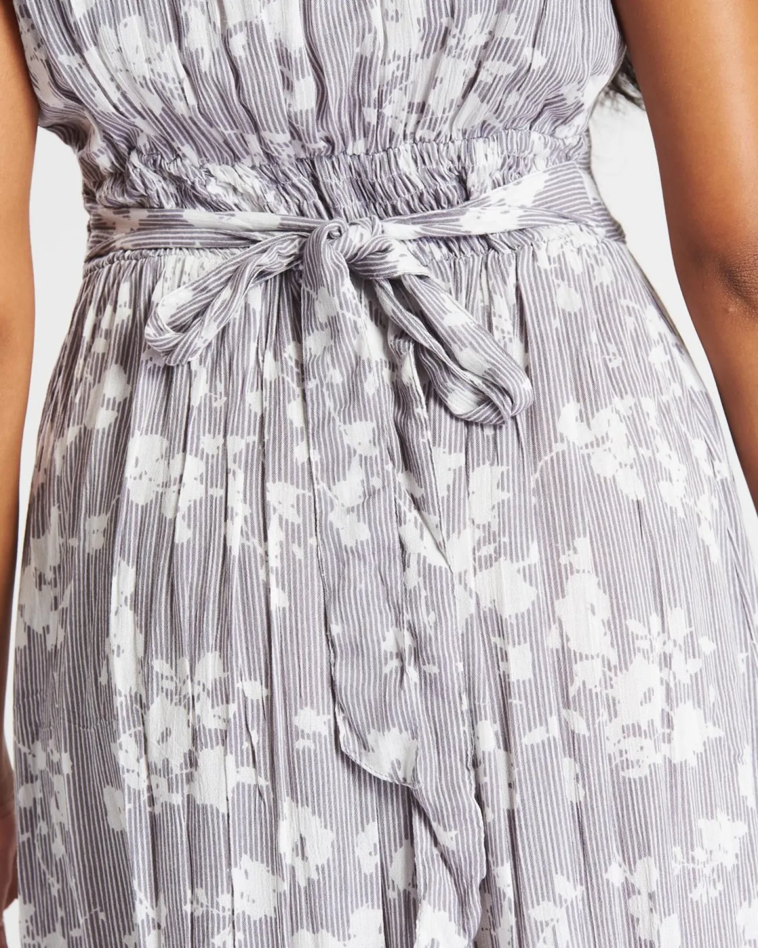 pistachio_wide_cross_over_3.webp Pistachio Dresses | Wide Cross Over Grey Floral Dress