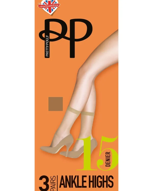 Pretty Polly Socks | 3 Pack 15 Denier Ankle Highs - Chiffon